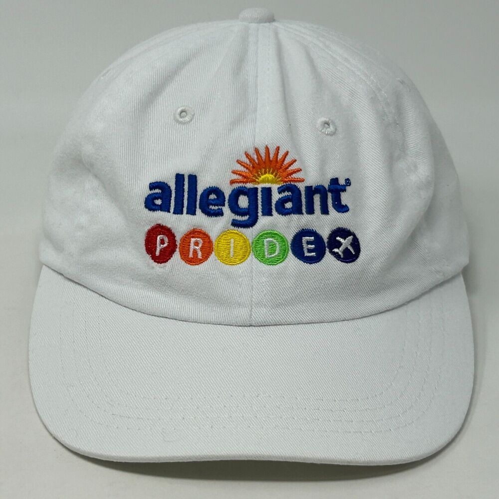 Allegiant Air Gay Pride Hat Baseball Cap LGBTQ Airlines Aviation Strapback White